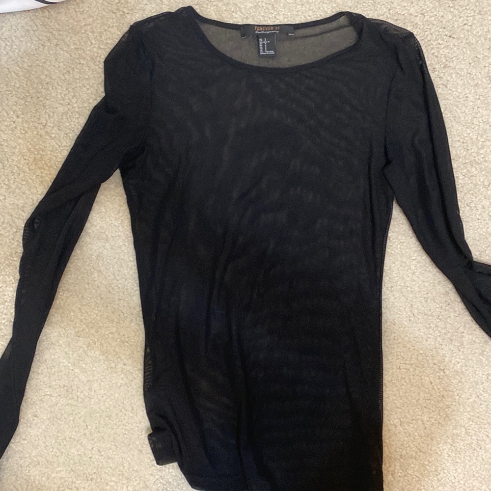 Forever 21 long sleeve mesh shirt see through S